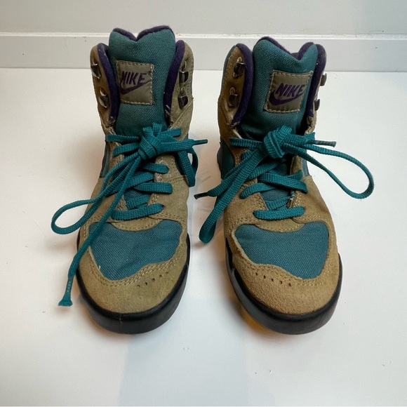 Rare VTG NIKE Swoosh High Tops Hiking Boots 90s 901202 Teal Purple Size 5 - Picture 6 of 15